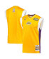 ფოტო #1 პროდუქტის Men's Gold Los Angeles Lakers 2002 NBA Finals Hardwood Classics On-Court Authentic Sleeveless Shooting Shirt