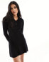 Фото #2 товара ASOS DESIGN knitted mini dress with collar detail in black