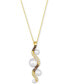 ფოტო #1 პროდუქტის Vanilla Pearls (3-8mm) & Diamond (1/4 ct. t.w.) Curvy Adjustable 20" Pendant Necklace in 14k Gold