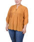 Фото #1 товара Plus Size 3/4 Roll Tab Pullover Top
