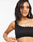 Фото #3 товара South Beach Exclusive mix and match textured scallop one shoulder bikini top in black