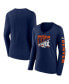 ფოტო #1 პროდუქტის Women's Navy Denver Broncos Hometown Sweep Long Sleeve V-neck T-shirt