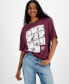 Juniors' Snoopy Grid Boyfriend Tee