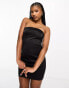 In The Style exclusive satin bandeau mini dress in black 34 - фото #2