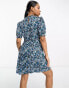 Фото #4 товара Pieces high neck tiered mini dress in blue ditsy floral
