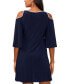 ფოტო #4 პროდუქტის Women's Embellished Cold-Shoulder Elbow-Sleeve Dress