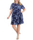 Plus Size Printed Flutter-Sleeve Chiffon Dress