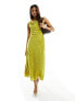 ASOS DESIGN fluffy stripe bias cut sleeveless midi dress in chartreuse