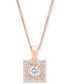 Фото #1 товара Macy's diamond Square Halo 18" Pendant Necklace (1/3 ct. t.w.) in 14k White, Yellow or Rose Gold