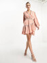 Фото #1 товара In The Style x Georgia Louise satin ruffle hem wrap dress in pink