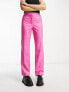 Фото #3 товара COLLUSION faux leather trouser co-ord in pink
