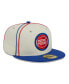 Men's Cream, Blue Detroit Pistons Piping 2-Tone 59FIFTY Fitted Hat