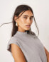 Фото #4 товара ASOS EDITION jersey rib shoulder pad longline top co-ord in grey