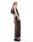 Фото #4 товара COLLUSION double layer mesh maxi dress in brown