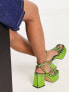 Shelly's London Regina mid heel sandals in green metallic - exclusive to ASOS