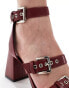 Фото #2 товара RAID Neesha block heeled sandals with buckles in burgundy