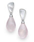 ფოტო #3 პროდუქტის Mother of Pearl and Rose Quartz 21x25mm Drop Earrings in Sterling Silver