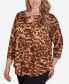 ფოტო #3 პროდუქტის Plus Size Split Neck Printed Dew Drop Knit Top