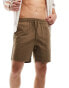 ONLY & SONS pull on linen shorts in washed brown