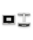 ფოტო #2 პროდუქტის Silver-tone Black Enameled Rectangular Cuff Links