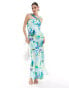 Фото #1 товара ASOS DESIGN satin drape twist strap maxi dress in bold floral print