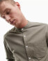 Фото #6 товара ASOS DESIGN slim fit oxford shirt with grandad collar in washed khaki