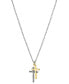 Фото #1 товара Giani Bernini cubic Zirconia Double Cross Pendant Necklace in Sterling Silver & Gold-Plate, 16" + 2" extender, Created for Macy's