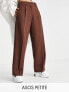 Фото #1 товара ASOS DESIGN Petite everyday boy slouch trousers in chocolate