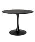 42.13" Modern Round Dining Table, Four Patchwork Tabletops With Black Solid Wood