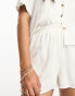 Фото #2 товара Miss Selfridge linen blend chuck on resort shorts co-ord in white