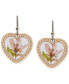 Gold-Tone Pressed Flower Heart Drop Earrings