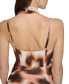 Women's Printed Pleated Asymmetric-Hem Chiffon Halter Dress