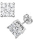 Фото #1 товара Diamond Square Cluster Stud Earrings (1 ct. t.w.) in 14k White Gold