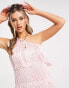 Фото #4 товара ASOS DESIGN tiered fringe beach mini dress in pink