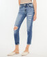 Women's High Rise Distressed Mom Jeans Синий, 13/30 - фото #2