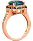 Deep Sea Blue Topaz (4-1/2 ct. t.w.) & Diamond (1/3 ct. t.w.) Double Halo Ring in 14k Rose Gold