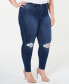 Фото #1 товара Trendy Plus Size High-Rise Distressed Skinny Ankle Jeans