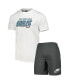 ფოტო #1 პროდუქტის Men's Charcoal, White Philadelphia Eagles Downfield T-shirt and Shorts Sleep Set