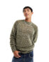 COLLUSION twisted yarn crew neck jumper in pink & khaki