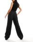 Noisy May high waisted wide leg tailored trousers in black