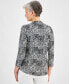 Фото #2 товара Women's 3/4 Sleeve Printed Pleated-Neck Top, Created for Macy's