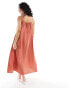 Edited ruched midaxi dress in terracotta