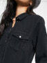 Vero Moda button through shirt mini dress in black