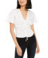 Lucy Paris Flutter Sleeve Drawstring Top White S