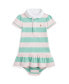 ფოტო #1 პროდუქტის Baby Girls Striped Cotton Rugby Dress and Bloomer Set