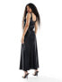 Фото #7 товара Miss Selfridge Petite satin scoop neck bias maxi dress in black