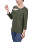 ფოტო #3 პროდუქტის Petite 3/4 Sleeve Cutout Top