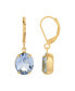 14K Gold-tone Light Blue Oval Crystal Earrings