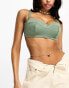 Фото #2 товара ASOS DESIGN Fuller Bust seam detail hidden underwired crop bikini top in khaki