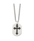 Brushed Black IP-plated 2 Piece Cross and Dog Tag Curb Chain Necklace